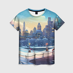Женская футболка Зимний большой город