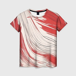 Футболка женская Абстракция красно-белая, цвет: 3D-принт