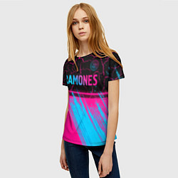 Футболка женская Ramones - neon gradient посередине, цвет: 3D-принт — фото 2