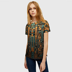 Футболка женская Орнамент в египетском стиле, бюст Нефертити, цвет: 3D-принт — фото 2