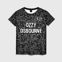 Женская футболка Ozzy Osbourne glitch на темном фоне посередине