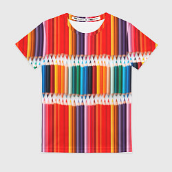 Футболка женская Заточенные цветные карандаши, цвет: 3D-принт