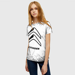 Футболка женская Citroen speed на светлом фоне со следами шин, цвет: 3D-принт — фото 2