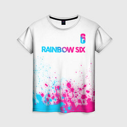Женская футболка Rainbow Six neon gradient style посередине