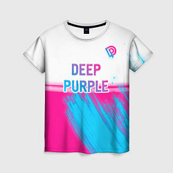 Женская футболка Deep Purple neon gradient style посередине