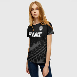 Футболка женская Fiat speed на темном фоне со следами шин посередин, цвет: 3D-принт — фото 2