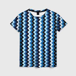 Футболка женская Ломаные полосы синий, цвет: 3D-принт