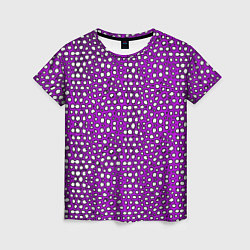Футболка женская Белые пузырьки на фиолетовом фоне, цвет: 3D-принт
