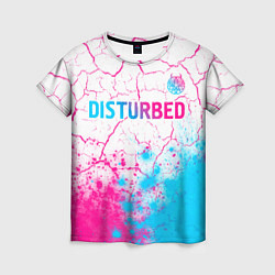 Женская футболка Disturbed neon gradient style посередине