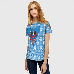 Футболка женская Huggy Wuggy christmas sweater, цвет: 3D-принт — фото 2