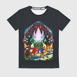 Футболка женская Соник против Наклза, цвет: 3D-принт