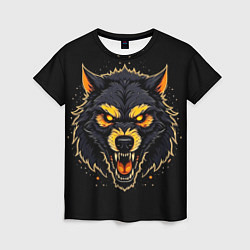 Женская футболка Волк чёрный хищник