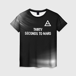 Футболка женская Thirty Seconds to Mars glitch на темном фоне посер, цвет: 3D-принт