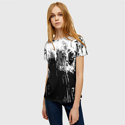 Футболка женская Черно-белая абстракция гранж, цвет: 3D-принт — фото 2