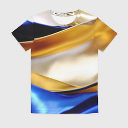 Женская футболка Белая желтая синяя абстракция
