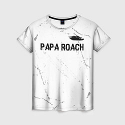 Женская футболка Papa Roach glitch на светлом фоне посередине