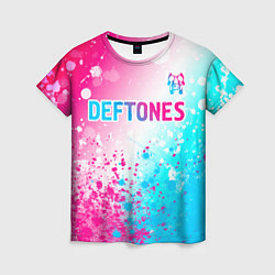 Футболка женская Deftones neon gradient style посередине, цвет: 3D-принт