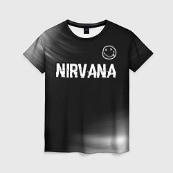 Женская футболка Nirvana glitch на темном фоне посередине