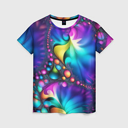 Футболка женская Розово синий фрактал, цвет: 3D-принт