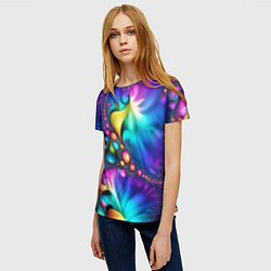Футболка женская Розово синий фрактал, цвет: 3D-принт — фото 2