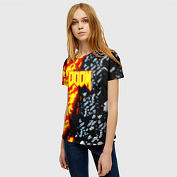Футболка женская Doom огненное лого, цвет: 3D-принт — фото 2