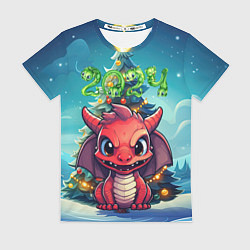 Женская футболка Красный злой дракошка