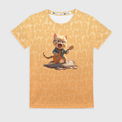 Женская футболка Рыжий кот с гитарой