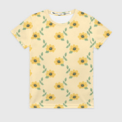 Женская футболка Желтые цветы на желтом фоне - паттерн