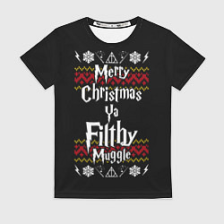 Футболка женская Merry Christmas ya filthy muggle, цвет: 3D-принт