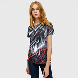 Футболка женская Агрессивный металл красный, цвет: 3D-принт — фото 2