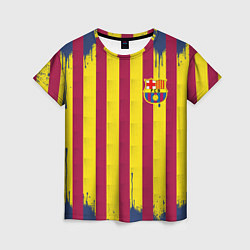 Футболка женская Полосатые цвета футбольного клуба Барселона, цвет: 3D-принт