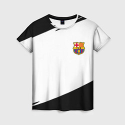 Футболка женская Barcelona краски чёрные спорт, цвет: 3D-принт