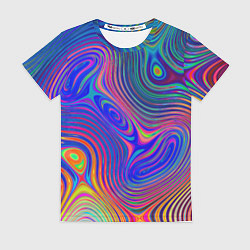 Футболка женская Яркая абстракция волнистых линий, цвет: 3D-принт