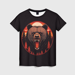 Женская футболка Голова медведя гризли