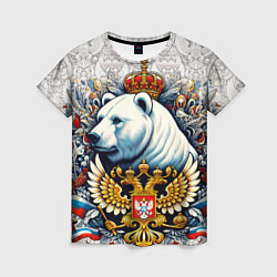 Футболка женская Белый медведь с короной, цвет: 3D-принт