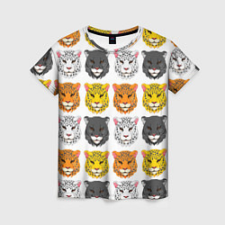 Женская футболка Дикие цветные кошки