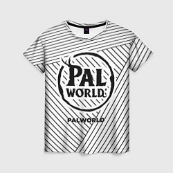 Футболка женская Символ Palworld на светлом фоне с полосами, цвет: 3D-принт