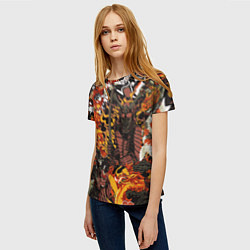 Футболка женская Драконы и самураи Японии, цвет: 3D-принт — фото 2