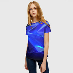 Футболка женская Black and blue abstract background sport style, цвет: 3D-принт — фото 2