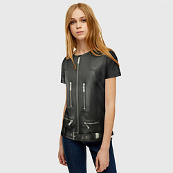 Футболка женская Terminator first - leather jacket, цвет: 3D-принт — фото 2