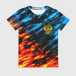 Футболка женская Герб России огненный стиль, цвет: 3D-принт