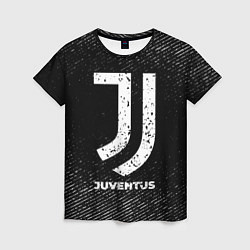Футболка женская Juventus с потертостями на темном фоне, цвет: 3D-принт
