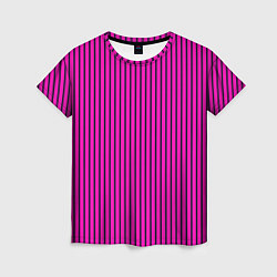 Футболка женская Яркий розовый в полоску, цвет: 3D-принт