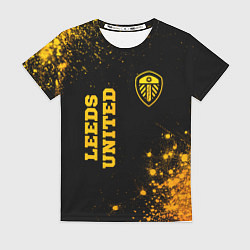 Женская футболка Leeds United - gold gradient вертикально