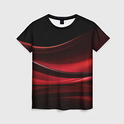 Футболка женская Темная красная абстракция на черном фоне, цвет: 3D-принт