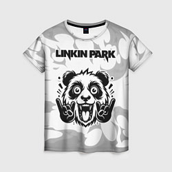 Женская футболка Linkin Park рок панда на светлом фоне
