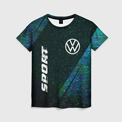 Футболка женская Volkswagen sport glitch blue, цвет: 3D-принт