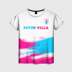 Футболка женская Aston Villa neon gradient style посередине, цвет: 3D-принт
