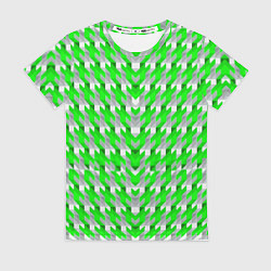 Футболка женская Зелёно-белый паттерн, цвет: 3D-принт