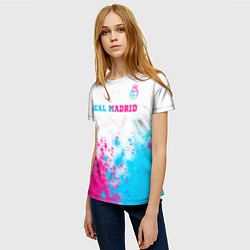 Футболка женская Real Madrid neon gradient style посередине, цвет: 3D-принт — фото 2